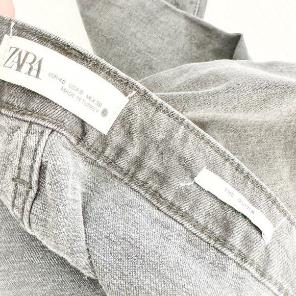 Zara The Olivia Split Hem Straight Leg Denim Jeans Black Size 8 NWT - Picture 6 of 9